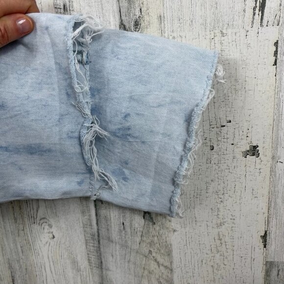 Calvin Klein High Rise Straight denim jeans bleached tie dye raw hem distressed - Picture 12 of 12